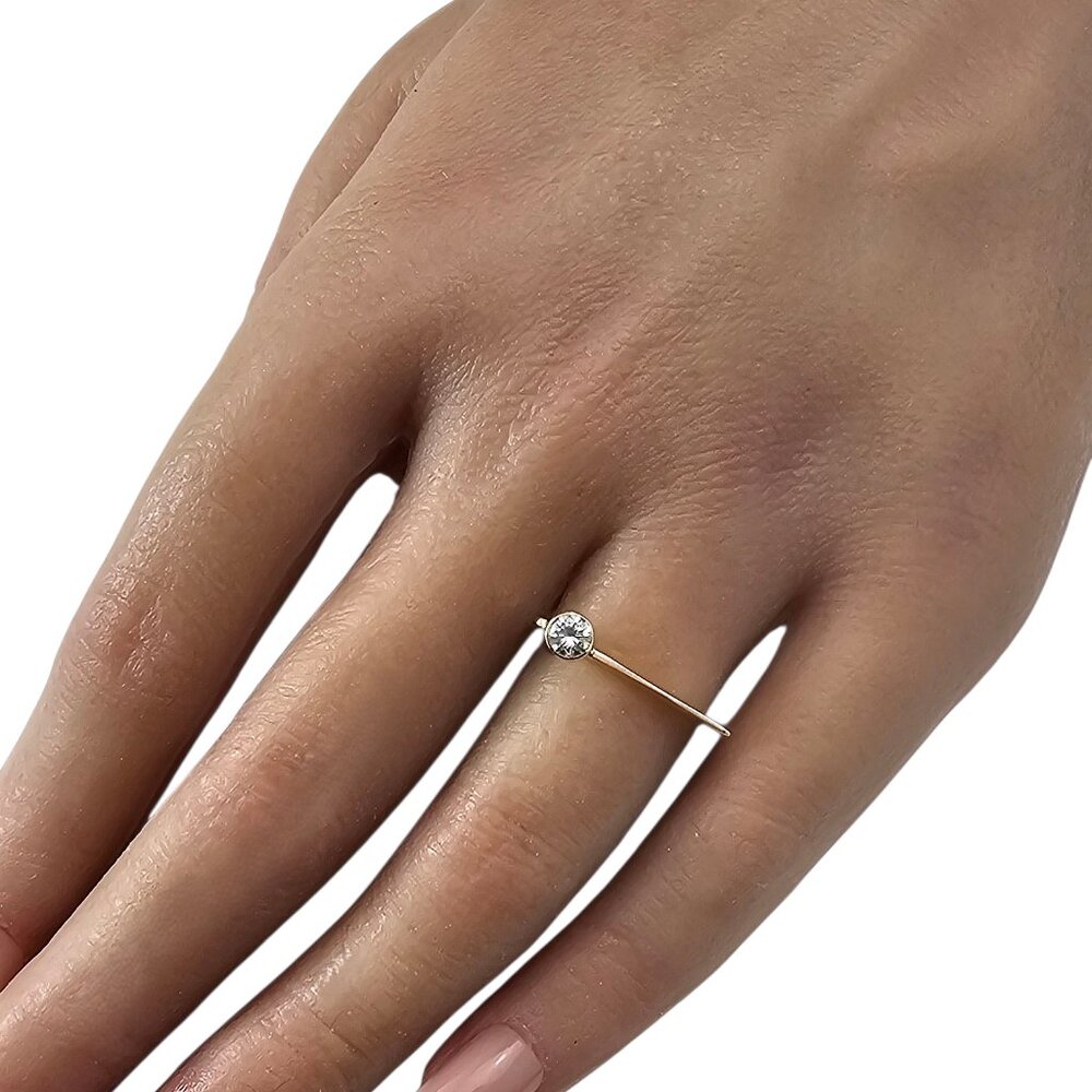 14K Yellow Gold and Diamond Square Ring Size 6.25-6.5 #23838 - Picture 6 of 7